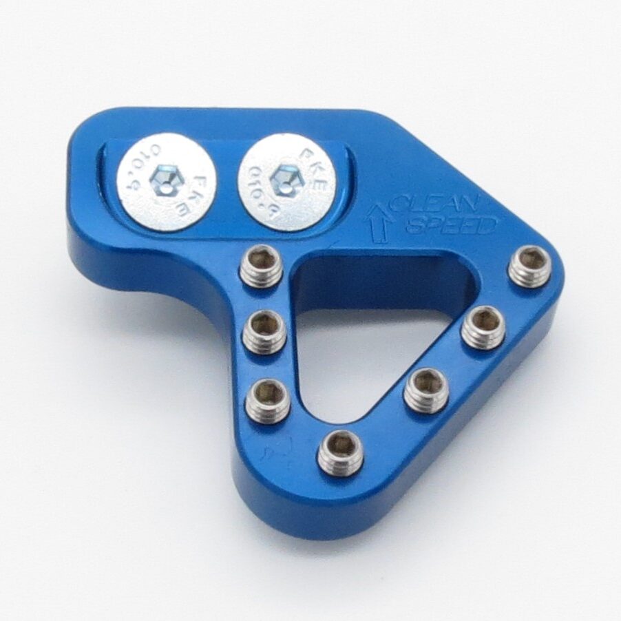 CLEAN SPEED KTM HUSKY GAS GAS FAR REAR BRAKE PEDAL PAD TIP, ANGLE MOUNT, BLUE