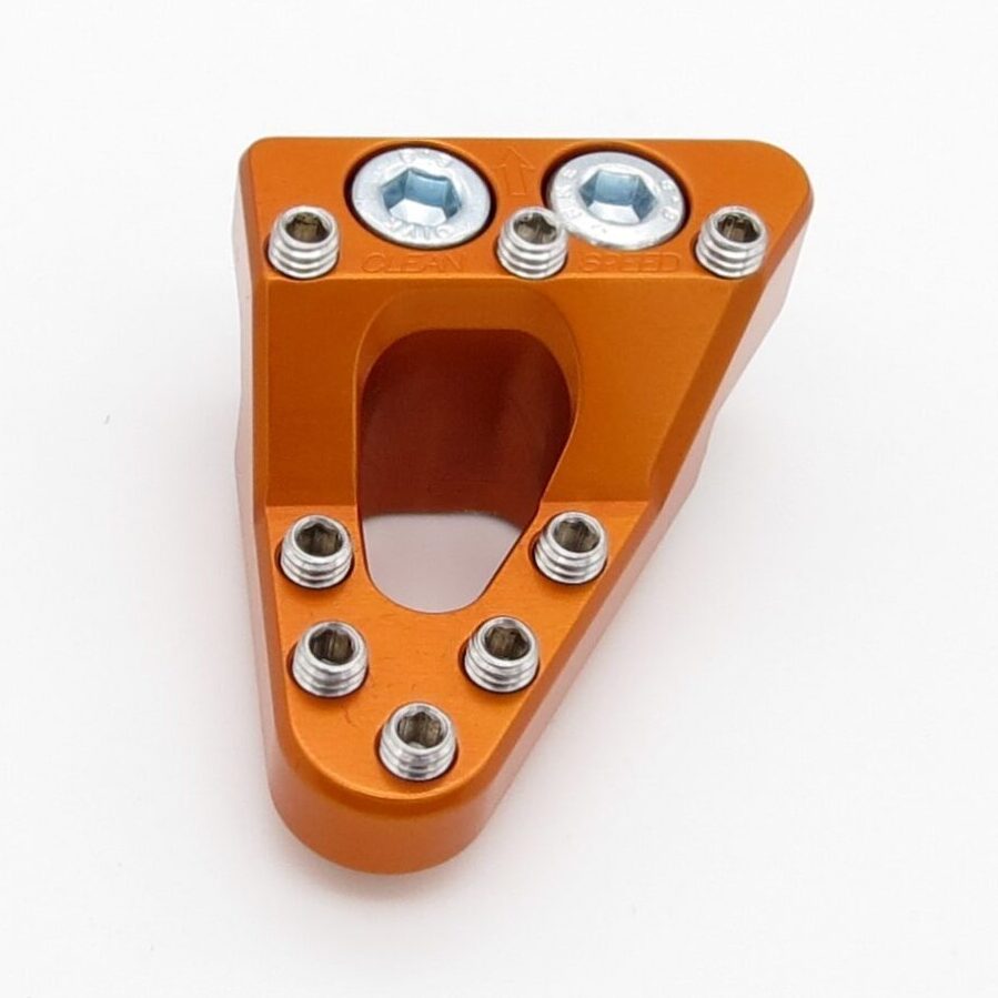 CLEAN SPEED KTM HUSKY GAS GAS STEPPED REAR BRAKE PEDAL PAD TIP, ORANGE