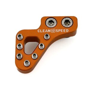 CLEAN SPEED NEAR OFFSET REAR BRAKE PEDAL TIP, FLAT MOUNT, KTM HUSKY GASGAS BETA SHERCO, ORANGE_ISO_WEB